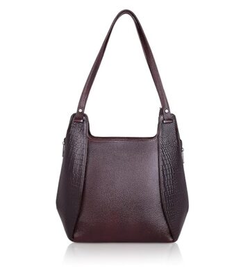 Velmora brown genuine leather shoulder hobo bag for women