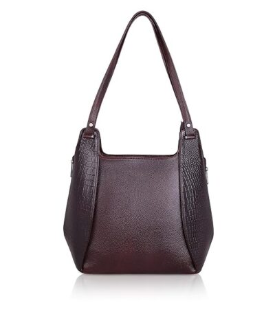 Velmora brown genuine leather shoulder hobo bag for women